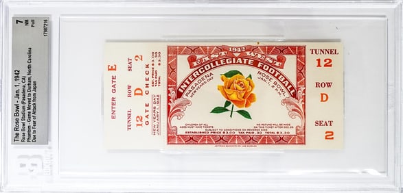 The Rose Bowl 1942 Ticket BGS Grade 7