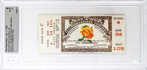 The Rose Bowl 1942 Ticket BGS Grade 6