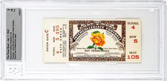 The Rose Bowl - 1942 Ticket BGS Grade 7