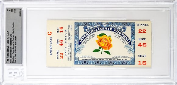 The Rose Bowl - 1942 Ticket BGS Grade 7