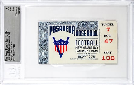 The Rose Bowl - 1943 Ticket BGS Grade 0 Trimmed