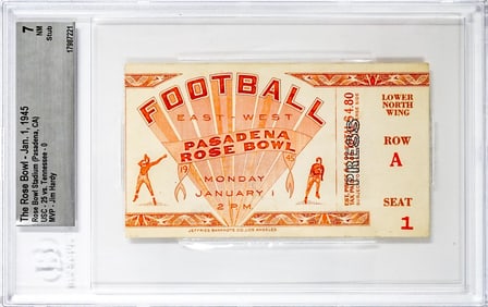 The Rose Bowl - 1945 Ticket BGS Grade 7
