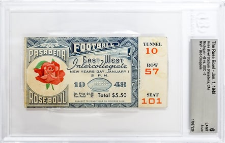 The Rose Bowl 1948 Ticket BGS Grade 6