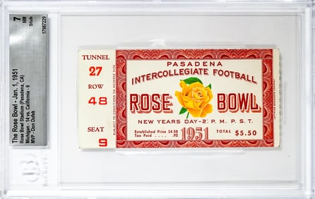 The Rose Bowl 1951 Ticket BGS Grade 7