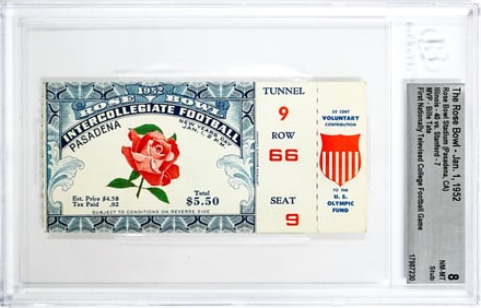 The Rose Bowl 1952 Ticket BGS Grade 8