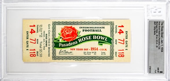 The Rose Bowl 1954 Ticket BGS Grade 8
