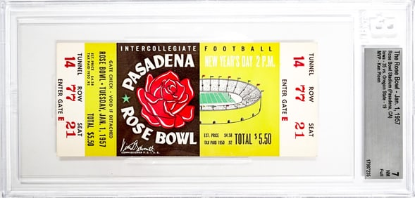 The Rose Bowl - 1957 Ticket BGS Grade 7
