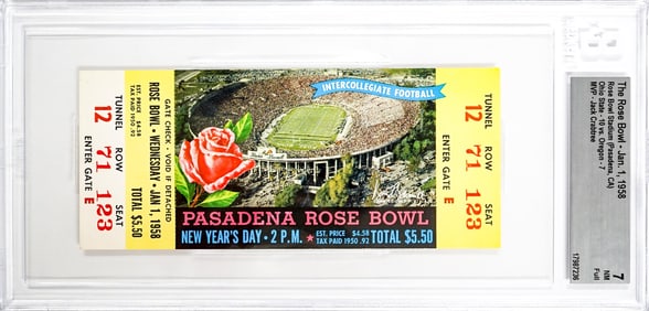 The Rose Bowl - 1958 Ticket BGS Grade 7