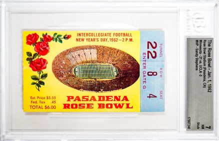 The Rose Bowl - 1962 Ticket BGS Grade 7