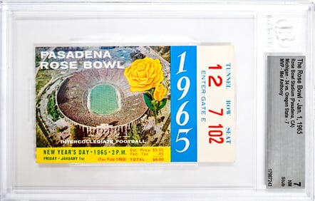 The Rose Bowl - 1965 Ticket BGS Grade 7