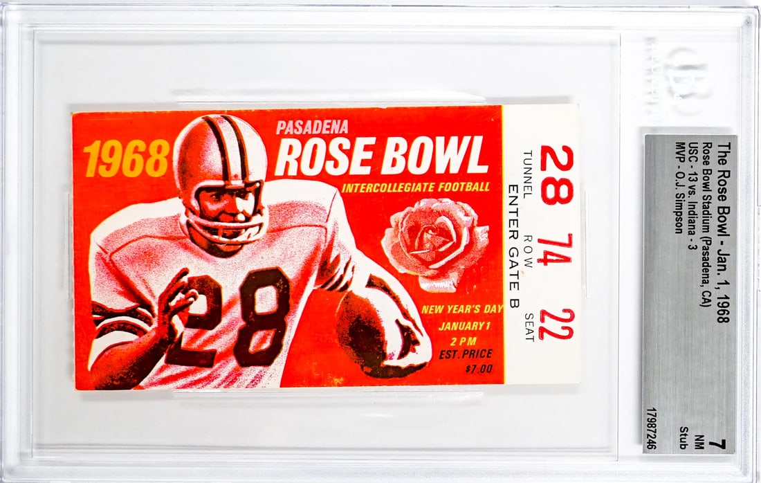 The Rose Bowl - 1968 Ticket BGS Grade 7 (1 of 2)