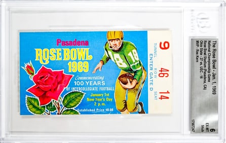The Rose Bowl - 1969 Ticket BGS Grade 6