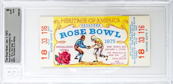 The Rose Bowl - 1975 Ticket BGS Grade 6