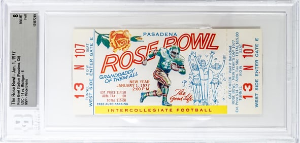 The Rose Bowl - 1977 Ticket BGS Grade 8