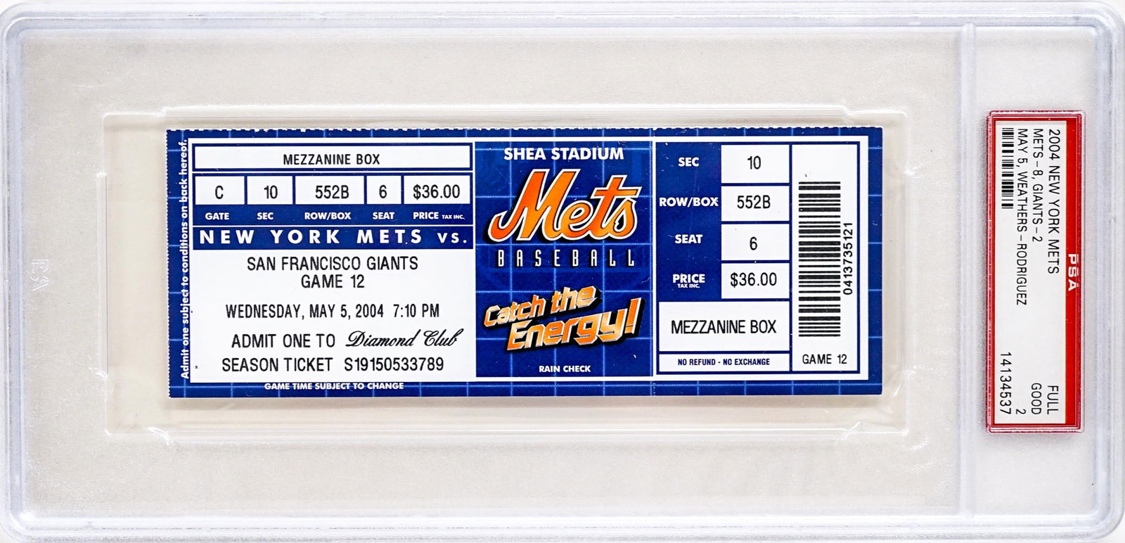 Mike Piazza Breaks Record HR by Catcher Ticket (1 of 2)