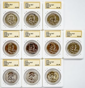 (10) Franklin Silver Half Dollars Proof 64