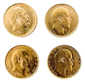 (4) 22ct Gold Full Sovereigns Weighing 7.98 G Each.