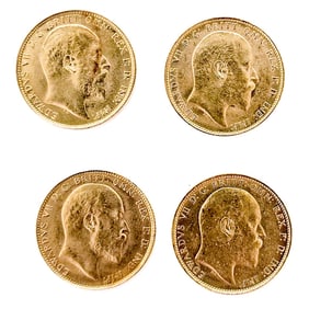 (4) 22ct Gold Full Sovereigns Weighing 7.98 G Each.
