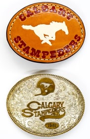 (2) Calgary Stampeders CFL Belt Buckles