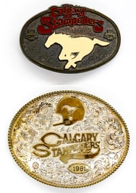 (2) Calgary Stampeders CFL Belt Buckles