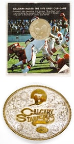 Calgary Stampeders CFL Belt Buckle & Coin