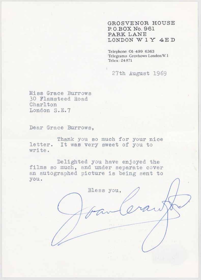Joan Crawford Letter SIGNED BAS LOA (1 of 4)