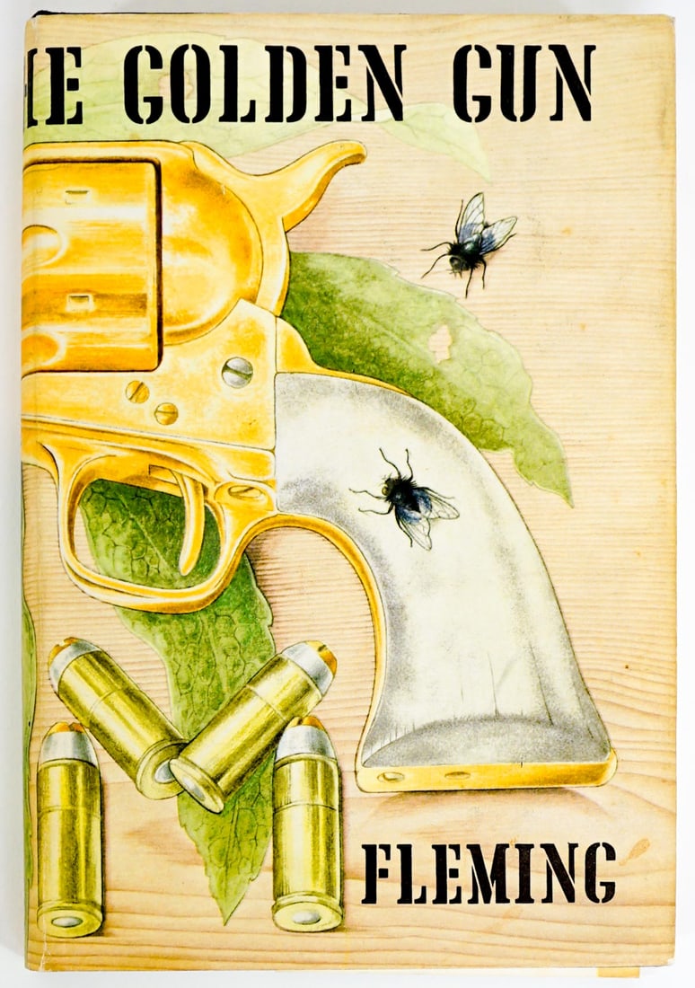 Ian Fleming, The Golden Gun 1965 1st UK 1st: [007 James Bond] The Man with the Golden Gun by Ian Fleming. Jonathan Cape, London 1965 1st UK edition 1st printing with jacket design by Richard Chopping, price unclipped. 221 pp. Green patterned end