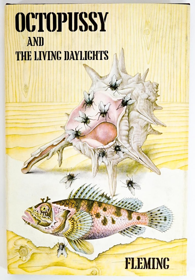 Ian Fleming, Octopussy 1966 1st UK 1st: [007 James Bond] Octopussy and the Living Daylights by Ian Fleming. Jonathan Cape, London 1966 1st UK edition 1st printing with jacket design by Richard Chopping, price unclipped. 95 pp. Brown covers