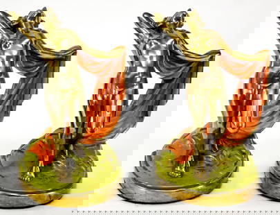 Pair Pompeian Bronze Bookends, Scarf Dancer: Each bookend measures 7.25 x 4.25 x 4.5 inches. No damage. The absence of a condition report does not imply that the lot is in perfect condition or completely free from wear and tear, imperfections,