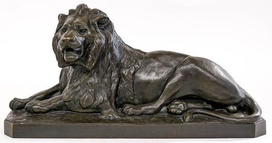 Large Antique Bronze of Lion Signed Julien