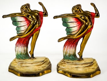 K & O Pair Metal Bookends, Scarf Dancer