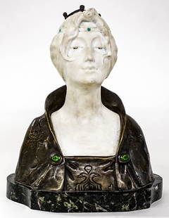 Joaquim Angles Marble & Bronze Bust: Joaquim Angles Marble & Bronze Bust. Measures 9.25 x 7 x 4 inches. No Damage. The absence of a condition report does not imply that the lot is in perfect condition or completely free from wear and