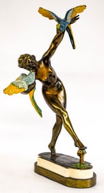 RARE Pompeian Bronze Clad Dancer with Parrots