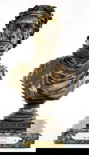 After Emile Coriolan Hippolyte Guillemin Bronze: After Emile Coriolan Hippolyte Guillemin Bronze. Measures 11.25 x 7 x 5 inches the sculpture alone. Sits atop a marble base and measures 12.5 inches tall total. The absence of a condition report does