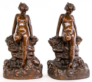 Art Deco USA KBW Bronze Clad Large Bookends