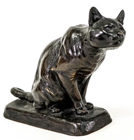 Bronze Sculpture of Cat by Louis Riche (1877-1948)