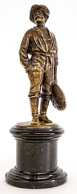 Antique Bronze Man with Basket