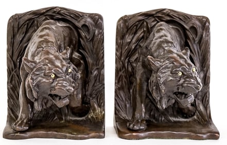 Bradley & Hubbard Bookends [Lions, Tigers]