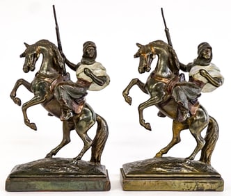 Paul Herzel Pompeian Bronze Pair Bookends