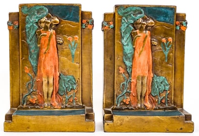Rare Pompeian Bronze Co. Clad Bookends