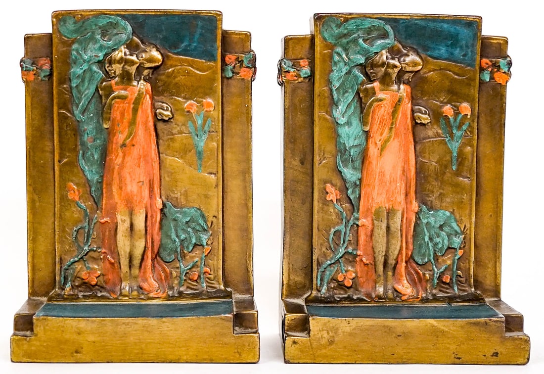Rare Pompeian Bronze Co. Clad Bookends (1 of 2)