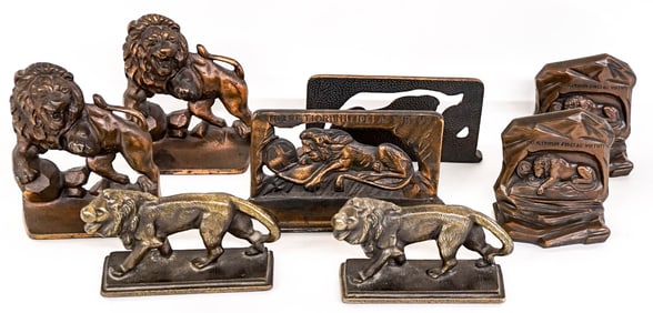 Antique Lion Bookends Four Pairs