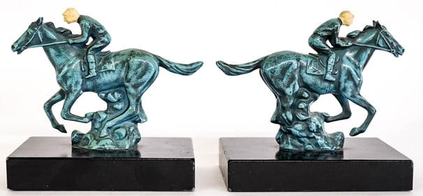 A Pair of Horse Racing Bookends