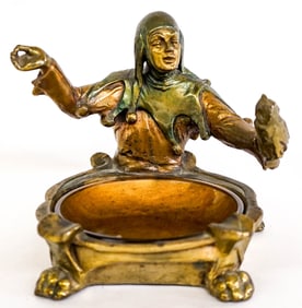 Antique Bronze Clad Man with Owl Astray