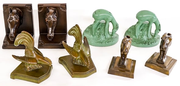 [Frankart, Art Deco] Vintage Metal Bookends 4 Prs