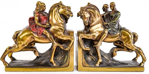 Homer Iliad Large Bronze Clad Pair Bookends