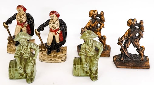 Pirates Antique Cast Iron Bookends 3 Pair