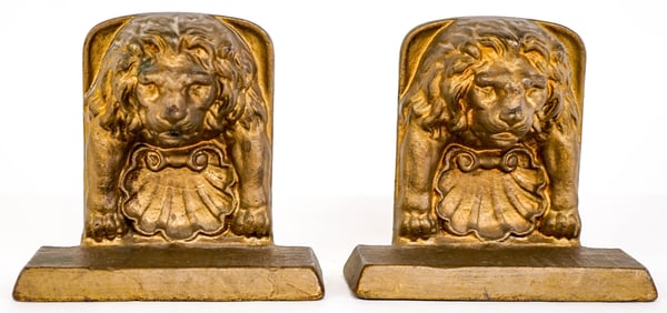 Antique Lion Cast Iron Pair Bookends