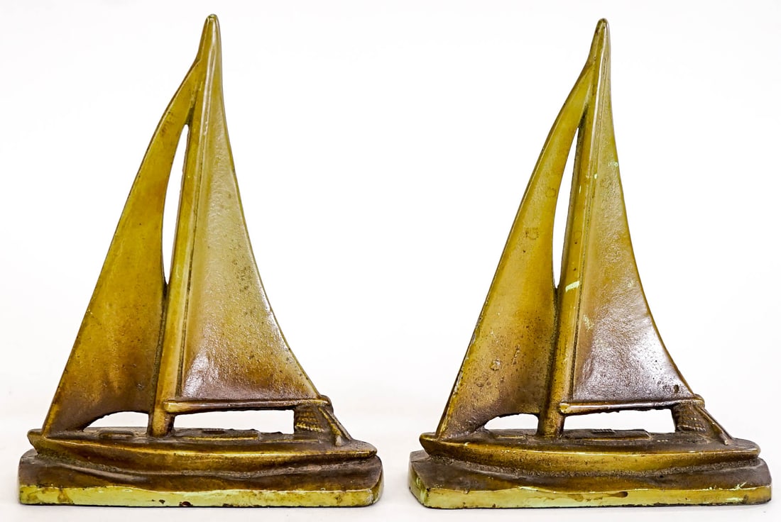 Antique Cast Iron Sailboat Pair Bookends (1 of 2)