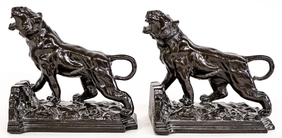 Pair Large American Metal Clad Pair Bookends